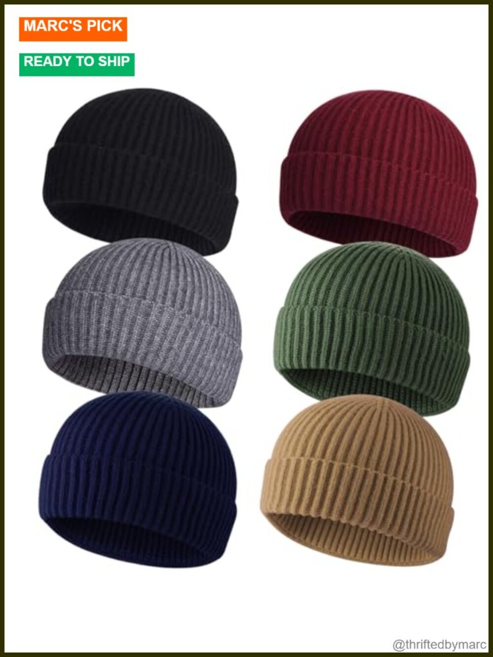 Wool Fisherman Beanie Short Watch Cap Knit Winter Warm Hat